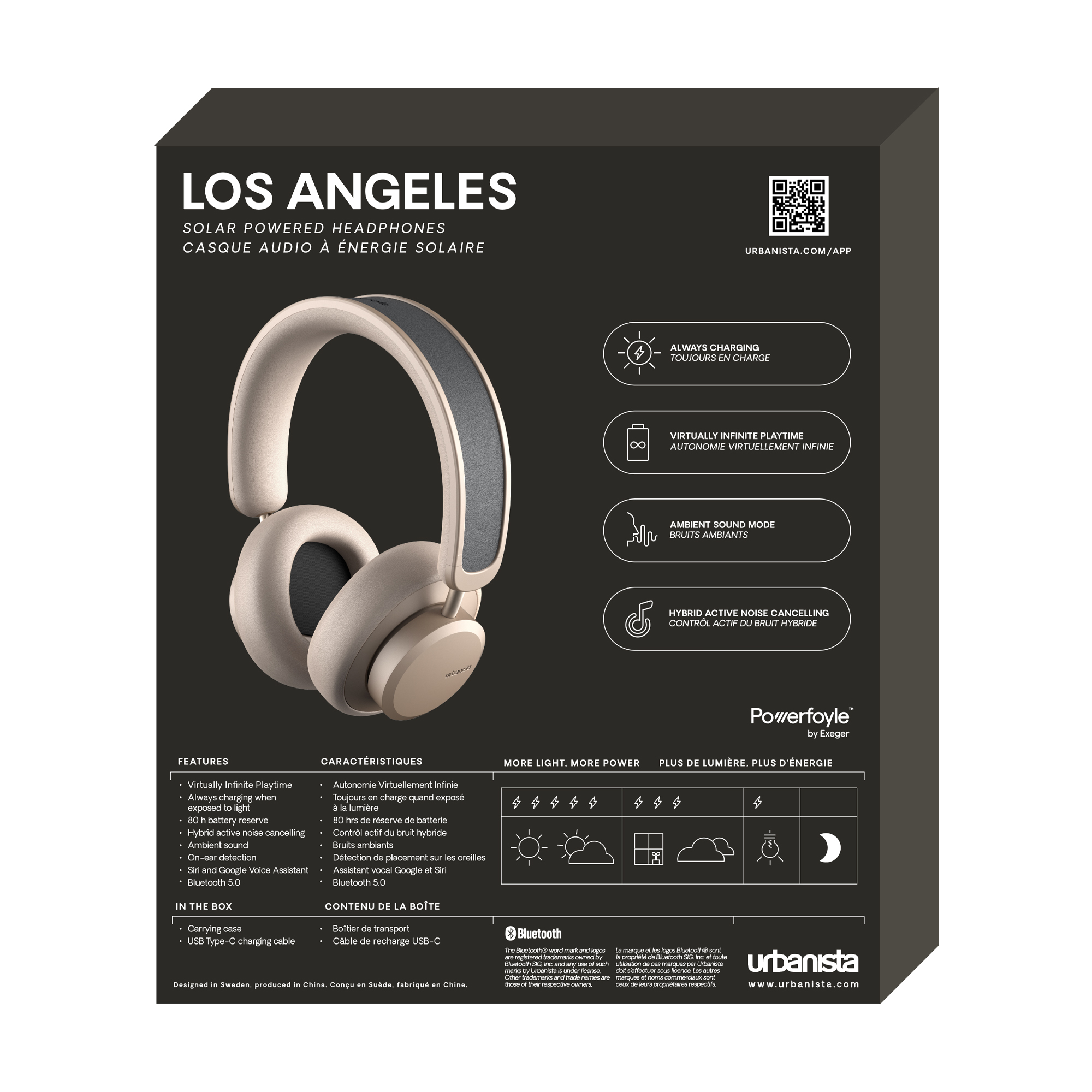 URBANISTA LOS ANGELES brezžične slušalke, solarne, BT, zlate (Sand Gold)