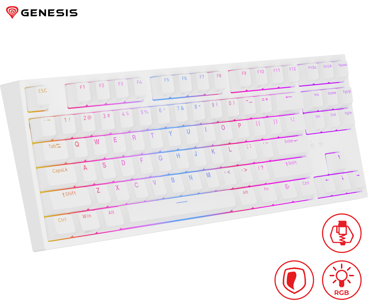 GENESIS THOR 404 TKL gaming tipkovnica, mehanska, RGB LED osvetlitev, bela