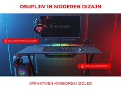 Gaming miza GENESIS HOLM 300 RGB,  črna
