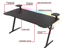 Gaming miza GENESIS HOLM 510 RGB,  črna