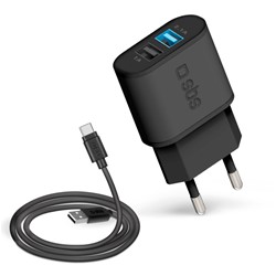 Adapter s kablom SBS, 2x USB-A 10W, črna