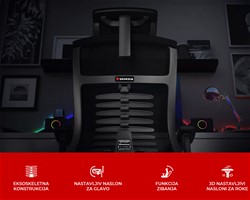 Gaming/pisarniški stol GENESIS ASTAT 700, PureFlowPLUS™, ExoBase™, črn