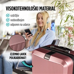 Potovalni kovček Scandinavia Carbon Series, 60 litrski, roza