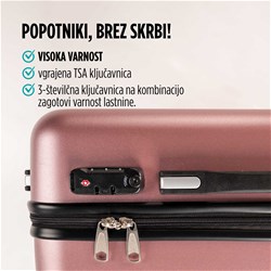 Potovalni kovček Scandinavia Carbon Series, 60 litrski, roza