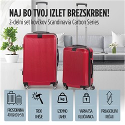 2-delni set kovčkov Scandinavia Carbon Series, rdeča