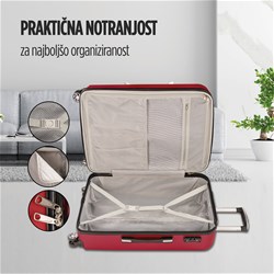 Potovalni kovček Scandinavia Carbon Series, 40 litrski, rdeča