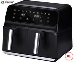 ALPINA DOUBLE cvrtnik/friteza na vroč zrak, XXL, 8L, brez olja, 1700W, digitalen