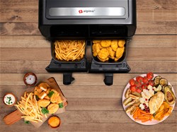 ALPINA DOUBLE cvrtnik/friteza na vroč zrak, XXL, 8L, brez olja, 1700W, digitalen