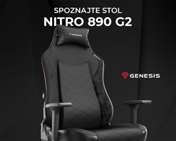 GENESIS NITRO 890 G2 gaming stol, nastavljiva višina/naklon, kolesa CareGLide™