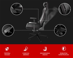 GENESIS NITRO 890 G2 gaming stol, nastavljiva višina/naklon, kolesa CareGLide™