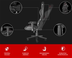 Gaming / pisarniški stol, GENESIS NITRO 550 G2, ergonomski, kolesa CareGLide™