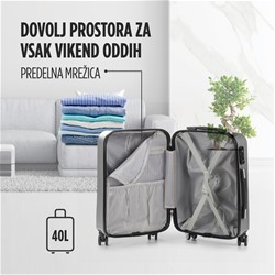Potovalni kovček Scandinavia Carbon Series, 40 litrski, siv