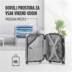 Potovalni kovček Scandinavia Carbon Series, 60 litrski, siv