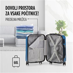 Potovalni kovček Scandinavia Carbon Series, 60 litrski, moder