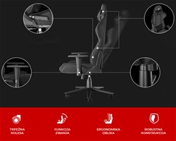GENESIS NITRO 550 G2 gaming/pisarniški stol, ergonomski, nastavljiv, 2x blazina