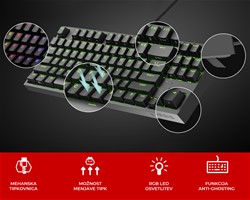 GENESIS THOR 404 TKL gaming tipkovnica, mehanska, RGB LED osvetlitev, črna