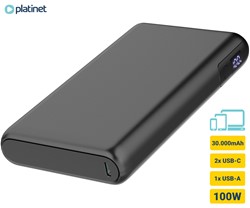 Powerbank polnilna baterija Platinet PMPB30DL301B, 100W, 30.000mAh, črna
