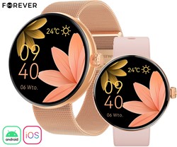Pametna ura FOREVER ForeVive 5 SB-365, 1.3-palčni AMOLED zaslon, roza zlata