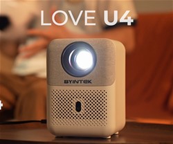 Prenosni LED projektor BYINTEK LOVE U4, Android, WiFi, + daljinec, bela-siva
