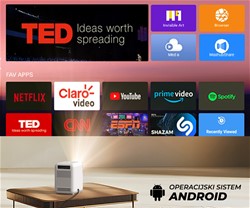 Prenosni LED projektor BYINTEK LOVE U4, Android, WiFi, + daljinec, bela-siva