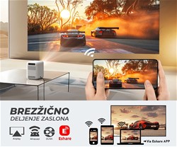 Prenosni LED projektor BYINTEK LOVE U4, Android, WiFi, + daljinec, bela-siva
