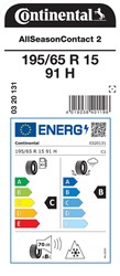 Celoletne pnevmatike CONTINENTAL 195/65R15 91H ALLSEASONCONTACT 2 M+S, 4 KOS