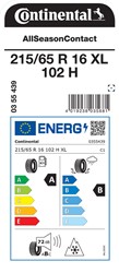 Celoletne pnevmatike CONTINENTAL 215/65R16 102H XL ALLSEASONCONTACT 2 M+S, 4 KOS