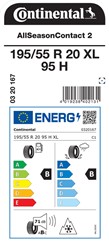 Celoletne pnevmatike CONTINENTAL 195/55R20 95H XL ALLSEASONCONTACT 2 M+S, 4 KOS