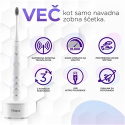 Sonična zobna ščetka Vella + 2 zam.glavi, bela