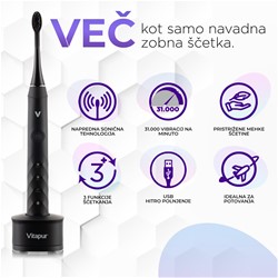 Sonična zobna ščetka Vella + 2 zam.glavi, črna
