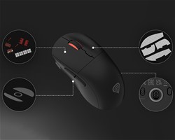 Brezžična miška, GENESIS ZIRCON XIII, gaming / pisarniška, 7 gumbov, črna