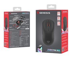 Brezžična miška, GENESIS ZIRCON XIII, gaming / pisarniška, 7 gumbov, črna