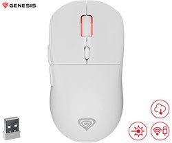 Brezžična miška, GENESIS ZIRCON XIII , gaming / pisarniška, 7 gumbov, bela