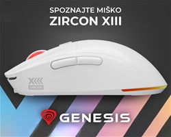 Brezžična miška, GENESIS ZIRCON XIII , gaming / pisarniška, 7 gumbov, bela