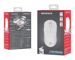 Brezžična miška, GENESIS ZIRCON XIII , gaming / pisarniška, 7 gumbov, bela