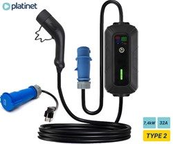 EV električni polnilec Platinet PPC32AT7, 7.4kW, 32A, TYPE2, 5m, SCHUKO adapter