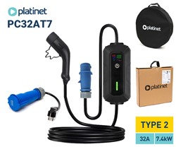 EV električni polnilec Platinet PPC32AT7, 7.4kW, 32A, TYPE2, 5m, SCHUKO adapter
