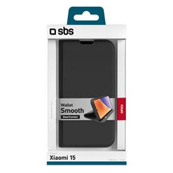 Preklopna torbica Wallet Smooth Xiaomi 15, črna 