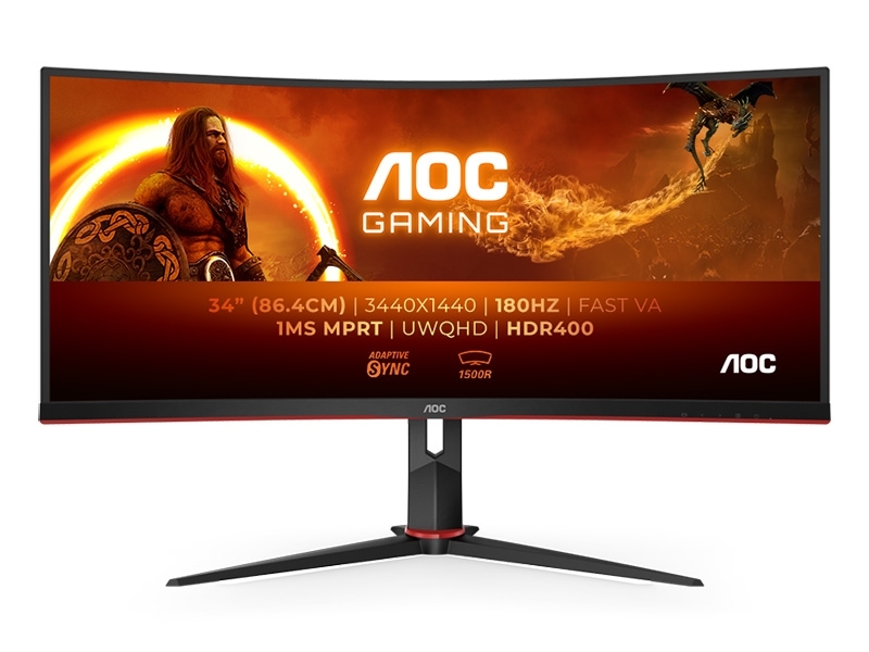 Ukrivljeni gaming monitor AOC CU34G2XP/BK (34/UWQHD/VA/180Hz/1ms/HDR400)