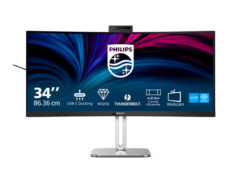 Ukrivljeni poslovni monitor Philips 34B2U6603CH WQHD s priključkom Thunderbolt 4