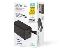 Powerbank Platinet PMPB6020, 20W, 60.000mAh, QC3.0, PD, 4xUSB-A, 2xUSB-C, zaslon