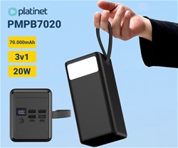 Powerbank Platinet PMPB7020, 20W, 70.000mAh, QC3.0, PD, 4xUSB-A, 2xUSB-C, zaslon
