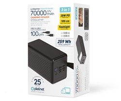 Powerbank Platinet PMPB7020, 20W, 70.000mAh, QC3.0, PD, 4xUSB-A, 2xUSB-C, zaslon