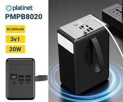 Powerbank Platinet PMPB8020, 20W, 80.000mAh, QC3.0, PD, 4xUSB-A, 2xUSB-C, zaslon
