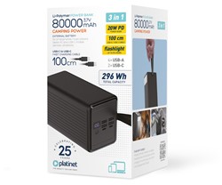 Powerbank Platinet PMPB8020, 20W, 80.000mAh, QC3.0, PD, 4xUSB-A, 2xUSB-C, zaslon