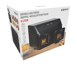 Cvrtnik / friteza na vroč zrak ALPINA DOUBLE XXL, 8L, 2200W, 2x posoda, digital