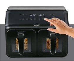 Cvrtnik / friteza na vroč zrak ALPINA DOUBLE XXL, 8L, 2200W, 2x posoda, digital