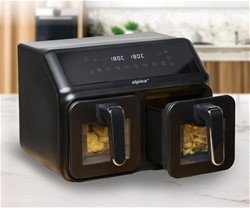 Cvrtnik / friteza na vroč zrak ALPINA DOUBLE XXL, 8L, 2200W, 2x posoda, digital