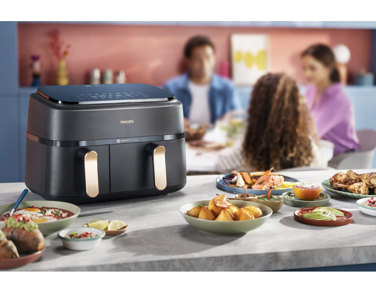 Cvrtnik na vroč zrak z dvojno košaro Philips NA352/00 Airfryer 9-litrski
