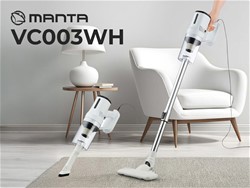 Sesalnik MANTA VC003WH, 2v1 ročni/pokončni, 600W, 16kPa, ciklonski, dodatki, bel